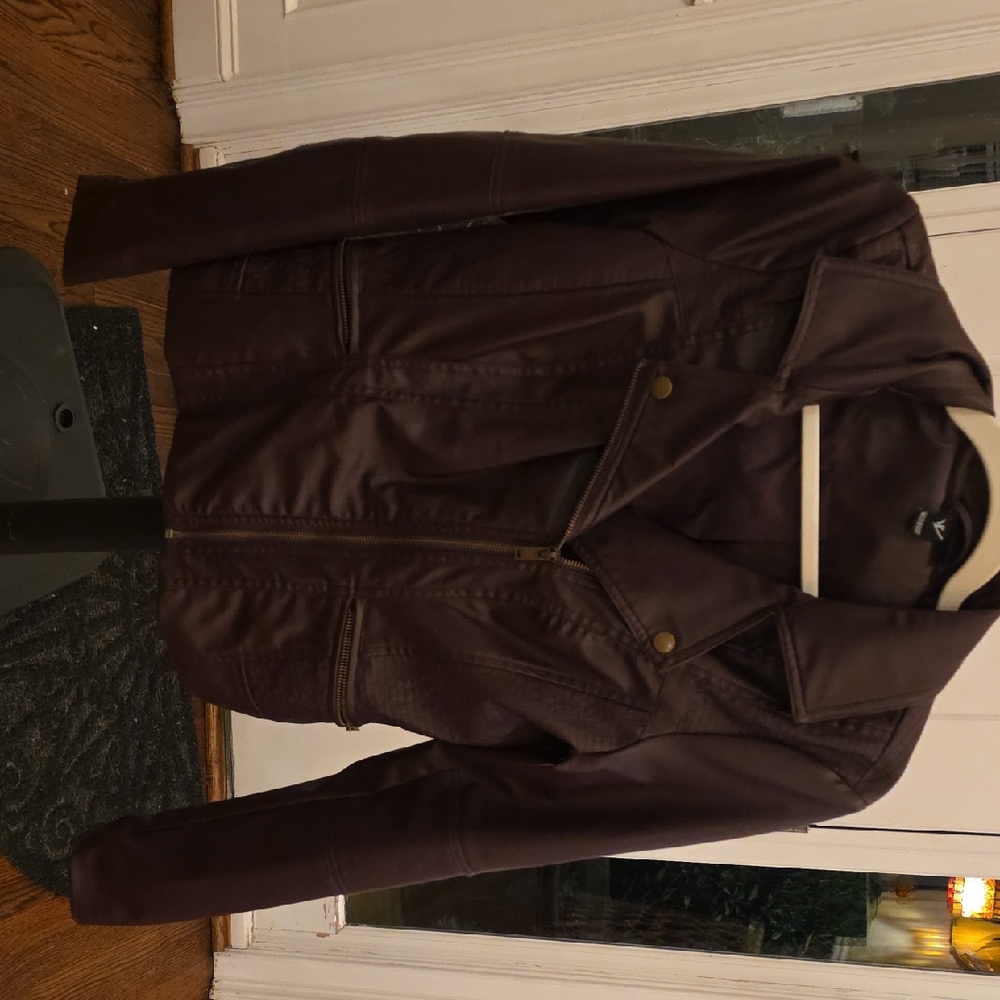 Windsor Dark Brown Faux Leather Moto Jacket. Vintage. S